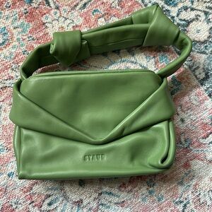 STAUD- Leather Adjustable Kiss Bag in Moss Green